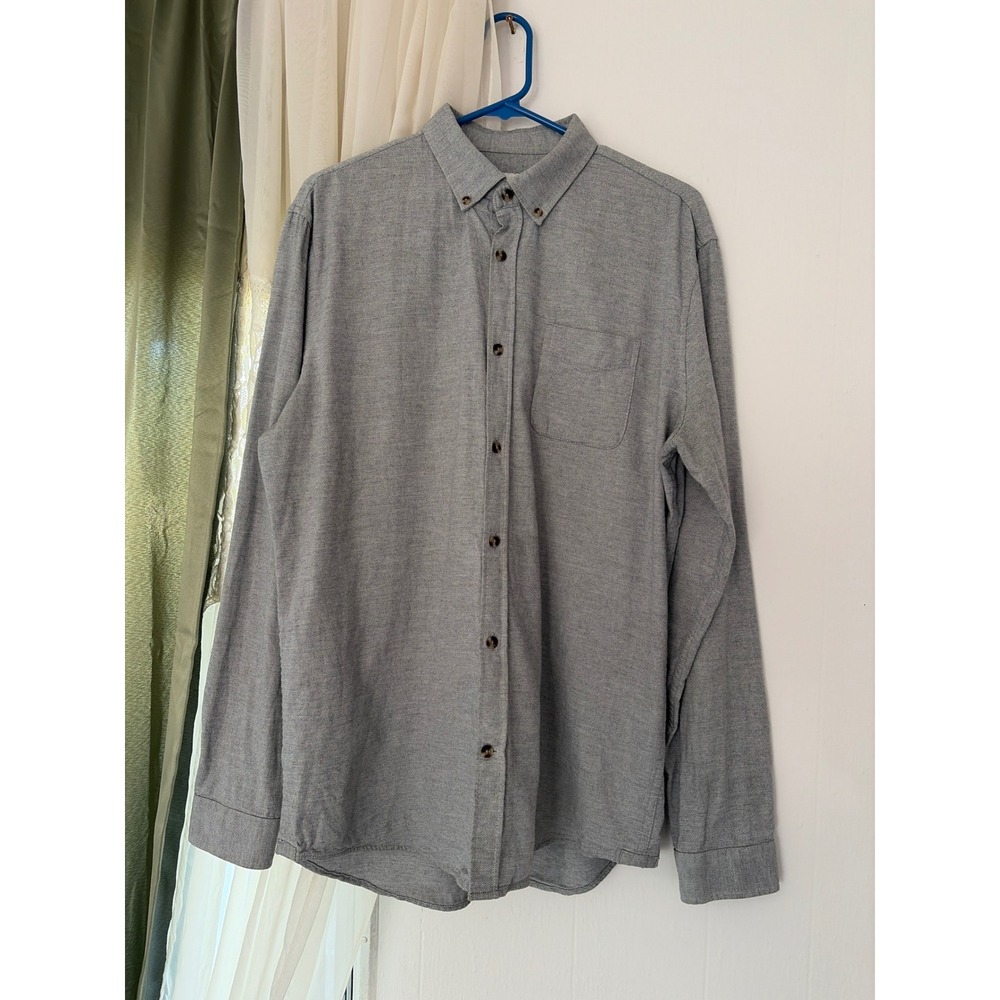 Frank And Oak Button Down Shirt Mens Large Grey Good Long Sleeve Cotton Pocket